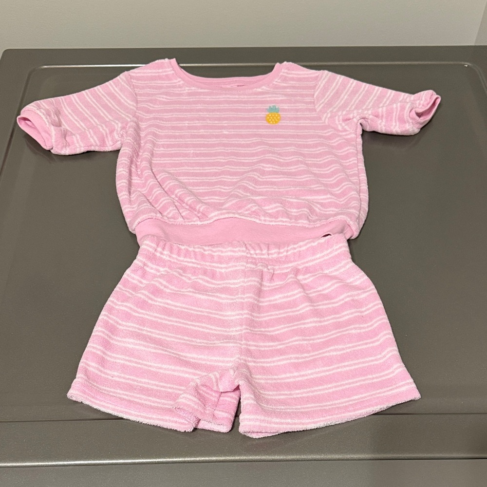 Carter's- Pink and White Striped Kids Set- Size 3T